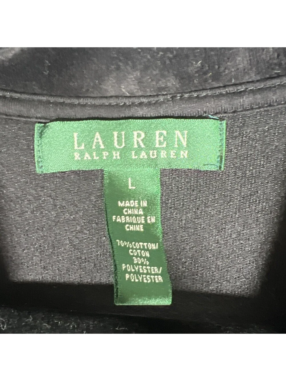 Lauren Ralph Lauren Velour Jacket Black Full Zip Gold Buttons Pockets-Women's L